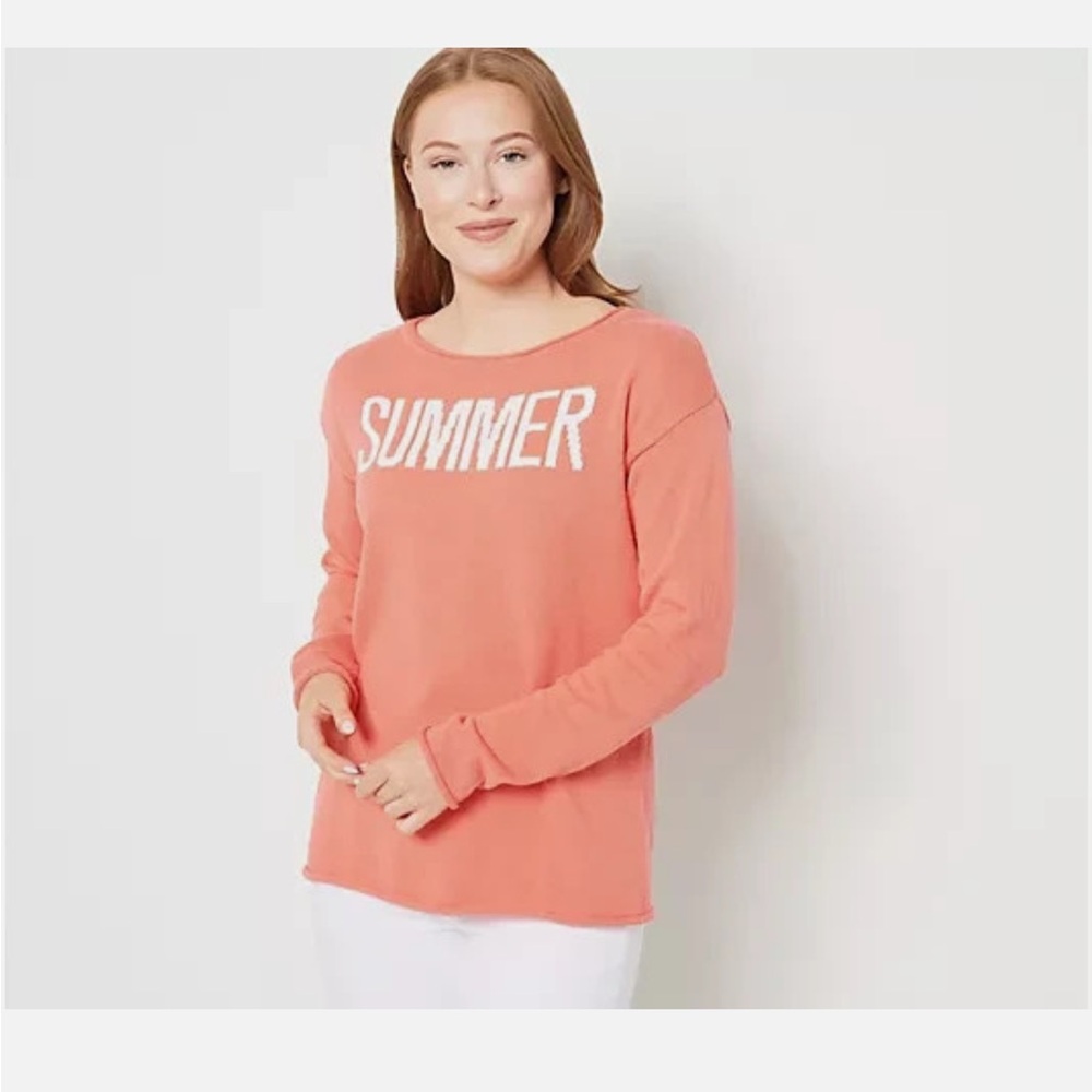 Belle by Kim Gravel Coral 'SUMMER' Pullover Sweater
